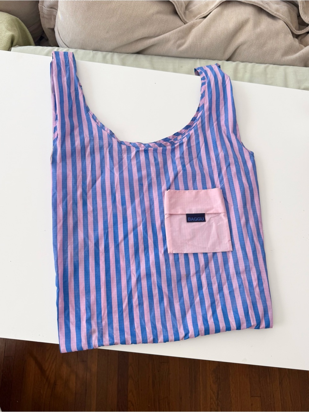 ✧ rare discontinued pink blue stripe baggu ✧